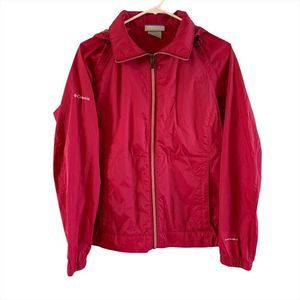 Columbia Jacket Size Medium Lightweight Packable Pink Windbreaker Full Zip